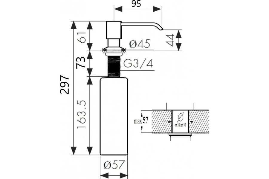 Комплект Мойка WA11-12 бело-черная Wisent+Смеситель W4998-3-28 вайт Wisent+Дозатор WW405A сатин Wisent