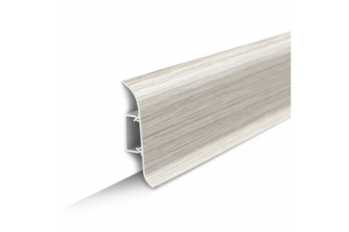 Плинтус напольный с центральной планкой 55мм 2,2м "Идеал Классик", 252 Ясень белый