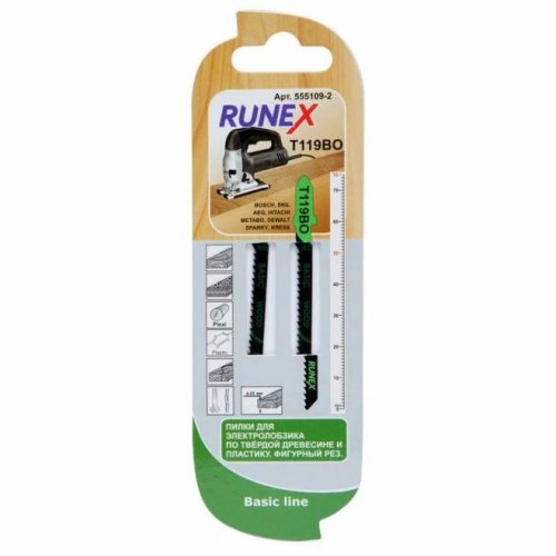 Пилки RUNEX 75×50 мм, 12 зубьев, для дерева, фанеры, ДСП и пластика