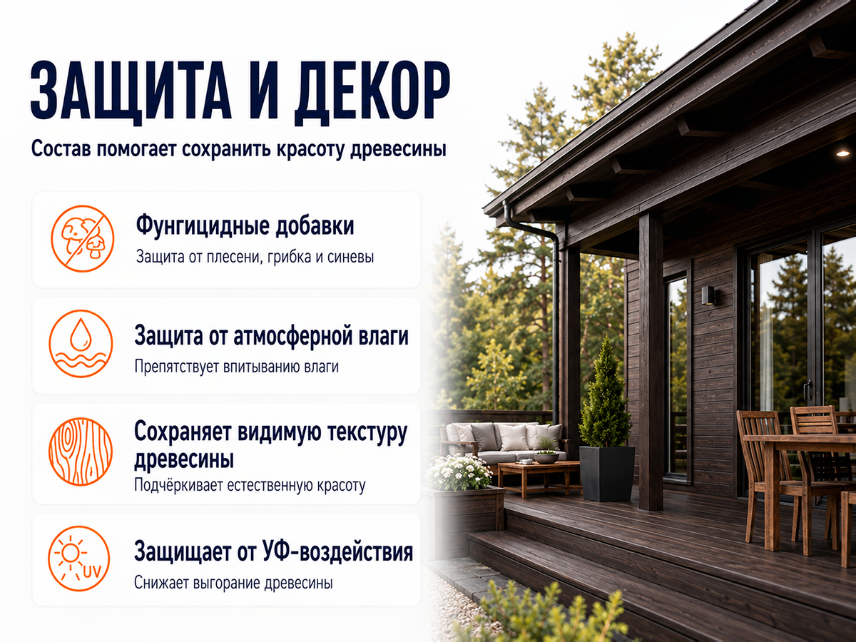 Состав PROFITEX декоративно-защитный для древесины «Черный венге», 3 л (2,2 кг) фото 3