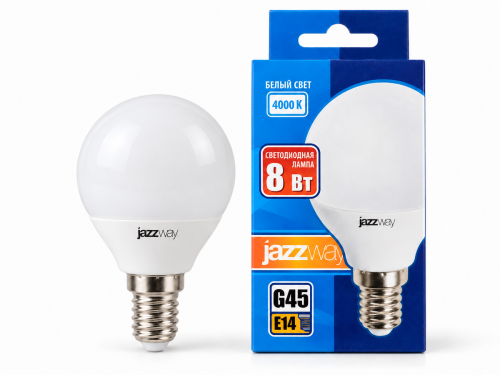 Лампа светодиодная Jazzway PLED-LX G45, 8 Вт, E14, 4000 К