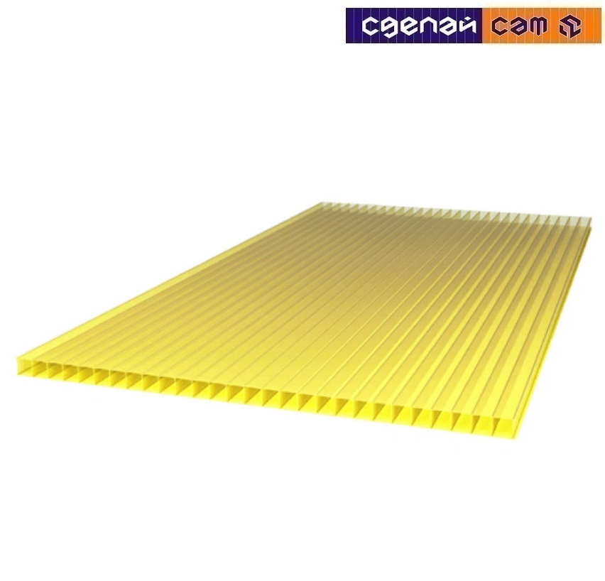 Плита из поликарбоната 2100х6000х3.8 мм (жёлтая)
