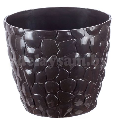 Кашпо КАМНИ D180мм 2,6л коричневый ротанг