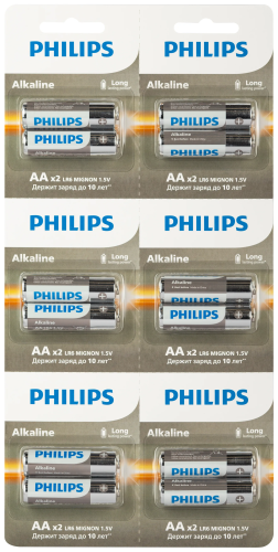 Элемент питания PHILIPS LR6/(2x6)BL Power Alkaline Отрывные LR6A12BT/97 (120), Китай  LR6A12BT/97