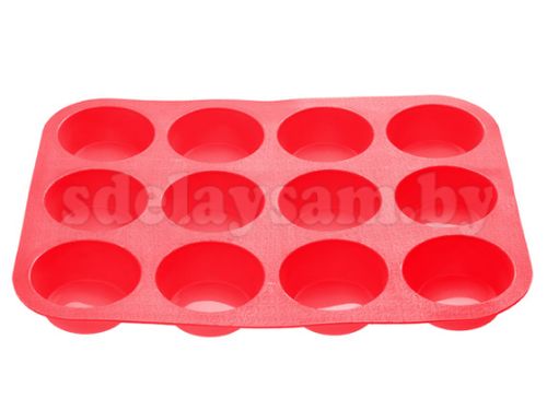 Форма для выпечки силиконовая на 12 кексов красная PERFECTO LINEA