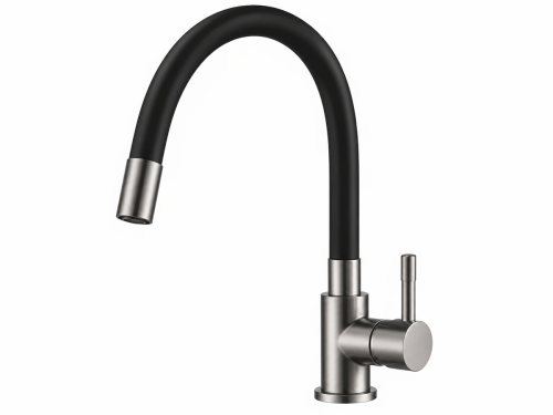 Смеситель Ledeme L74195-2 для кухни, нержавеющая сталь, чёрный силиконовый излив
