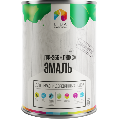 Эмаль ПФ-266 "Люкс" КЛАССИЧЕСКАЯ LIDA 1 кг