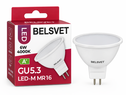 Белсвет лампа светодиодная LED-M MR16, 6 Вт, 4000 К, GU5.3
