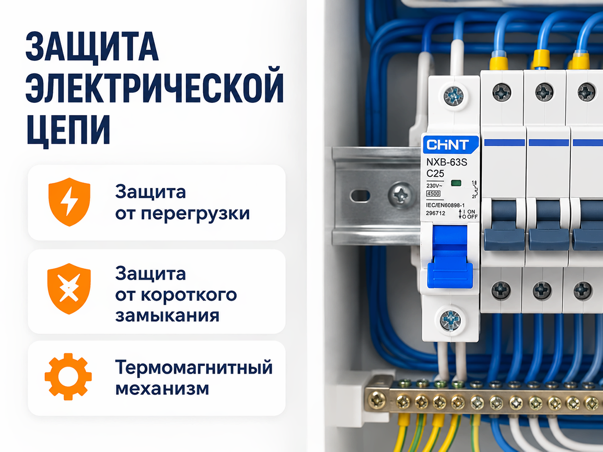 CHINT автоматический выключатель NXB 63S, 1P, 25 А, C, 4,5 кА фото 3
