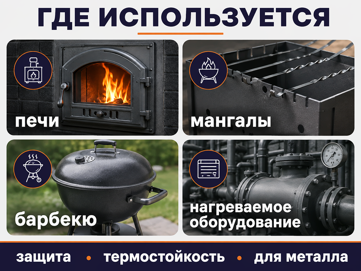 Эмаль термостойкая Elcon Max Therm, серебристая, до 700 °C, 0,4 кг фото 3