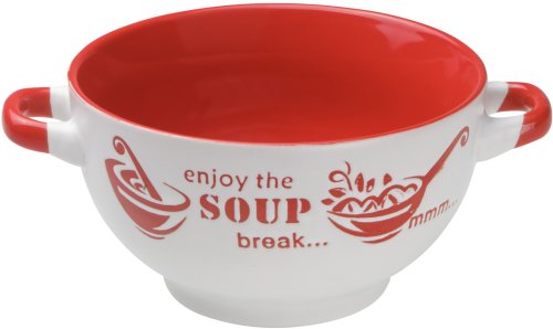 Супница керамическая 140 мм серия Окрошка бело-красная PERFECTO LINEA 