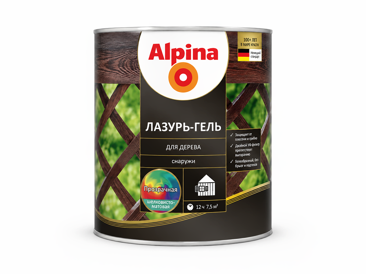Лазурь-гель Alpina для дерева, прозрачная, 0,75 л