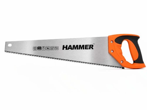 Ножовка по дереву HAMMER 03100-020740, 400 мм, 7 TPI, 3D-заточка
