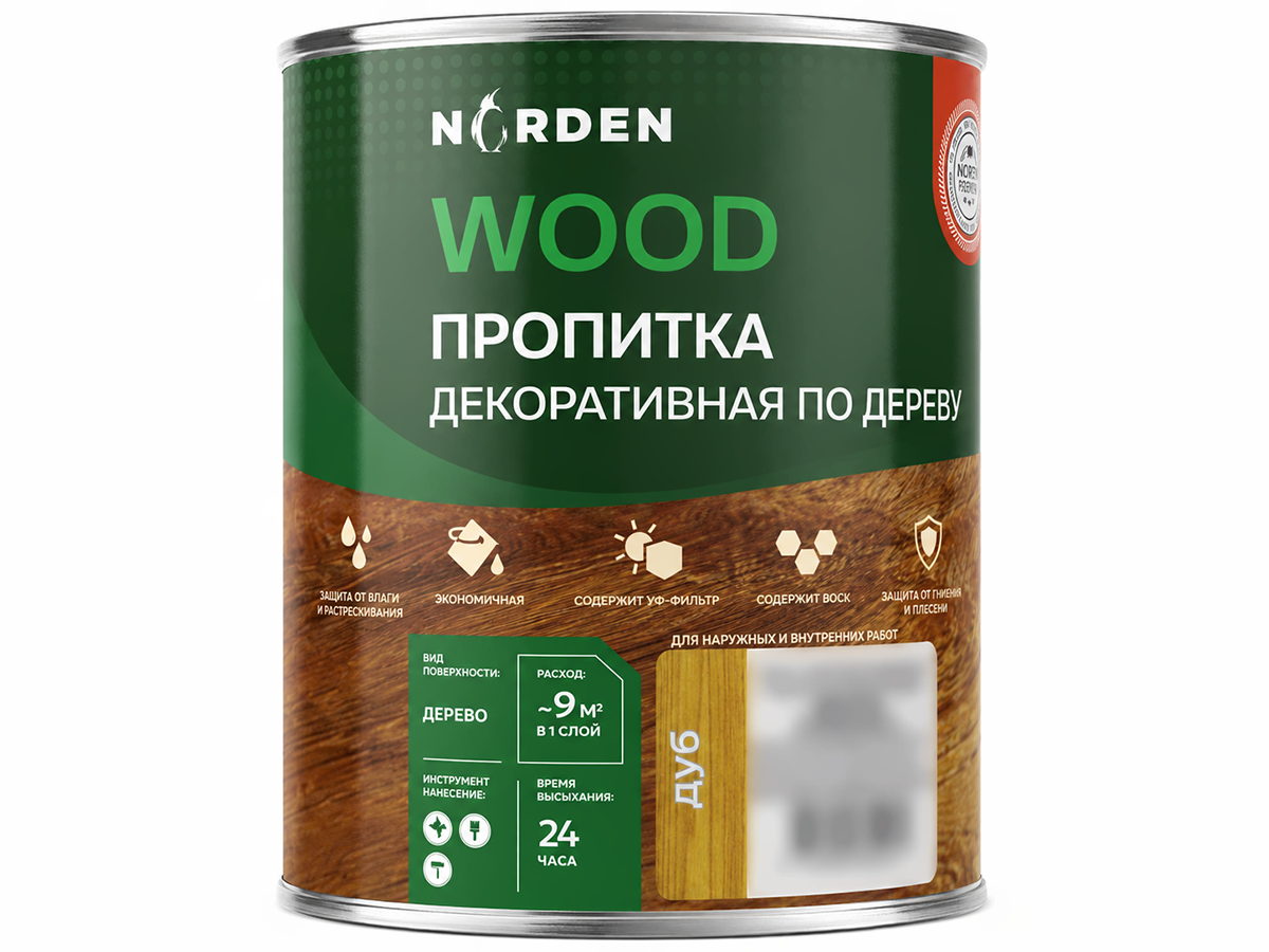 Пропитка декоративная NORDEN WOOD, дуб, 0,75 кг