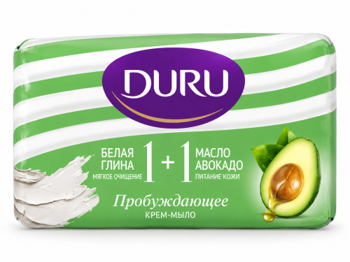 DURU 1+1 крем-мыло «Белая глина и масло авокадо», 80 г