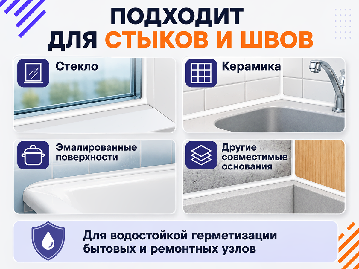 Герметик силиконовый универсальный ЭКОН, прозрачный, 60 мл