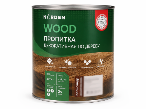 Пропитка декоративная NORDEN WOOD, палисандр, 2,25 кг