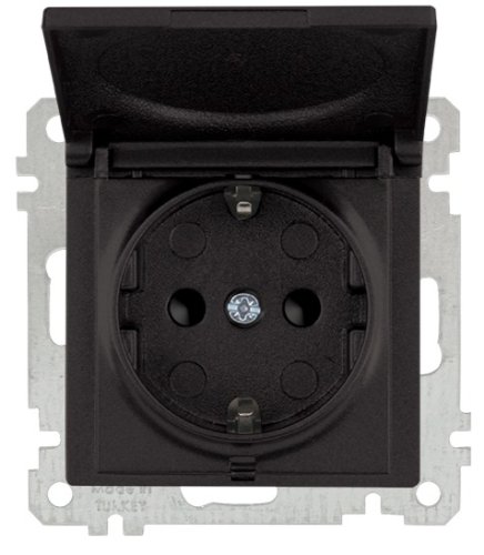 Rita - Розетка 2P+E, защ. шторки, черный мат  2200-605-0284