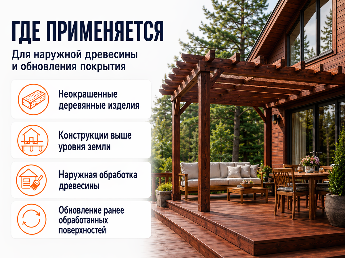 Состав PROFITEX декоративно-защитный для древесины «Красное дерево», 1 л (0,7 кг) фото 4