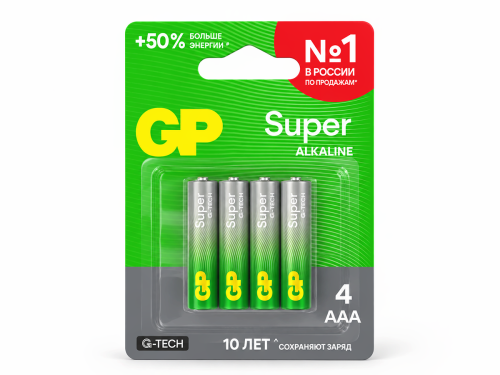 GP батарейки Super AAA (LR03), 1,5 В, 4 шт