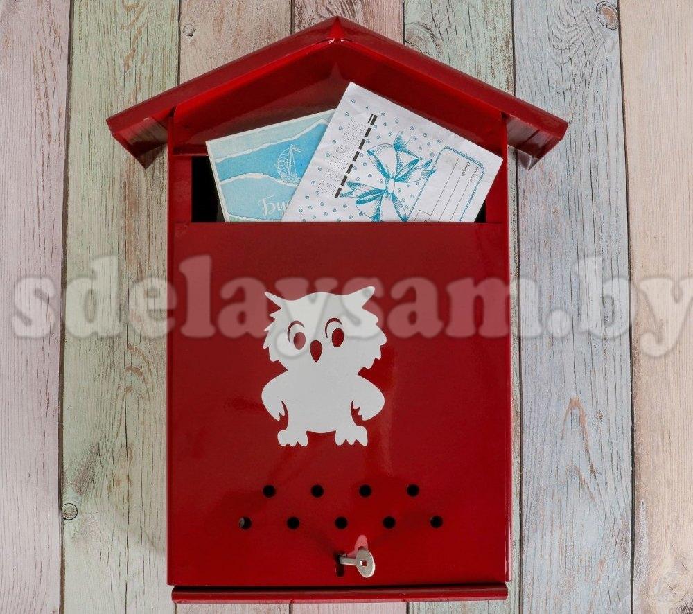 Ящик почтовый "Домик" с замком К, вишневый 