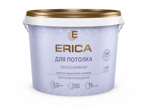 Краска акриловая ERICA для потолка, белая матовая, 2,7 кг