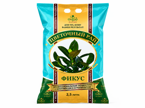Цветочный рай почвогрунт для фикусов, 2,5 л