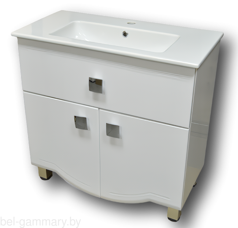 Тумба под ум.с ум. с выд. ящ. Гамма-Люкс у-76 Сигно 76 (фасад белый с фрез.)