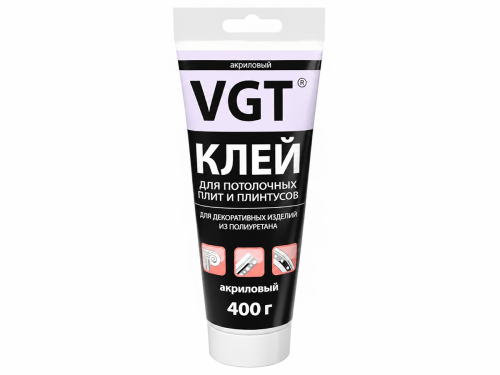 Клей VGT акриловый для потолочных плит и плинтусов, белый, 0,4 кг