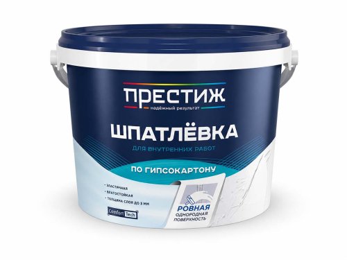 Шпатлёвка акриловая Престиж по гипсокартону, белая, 3 кг