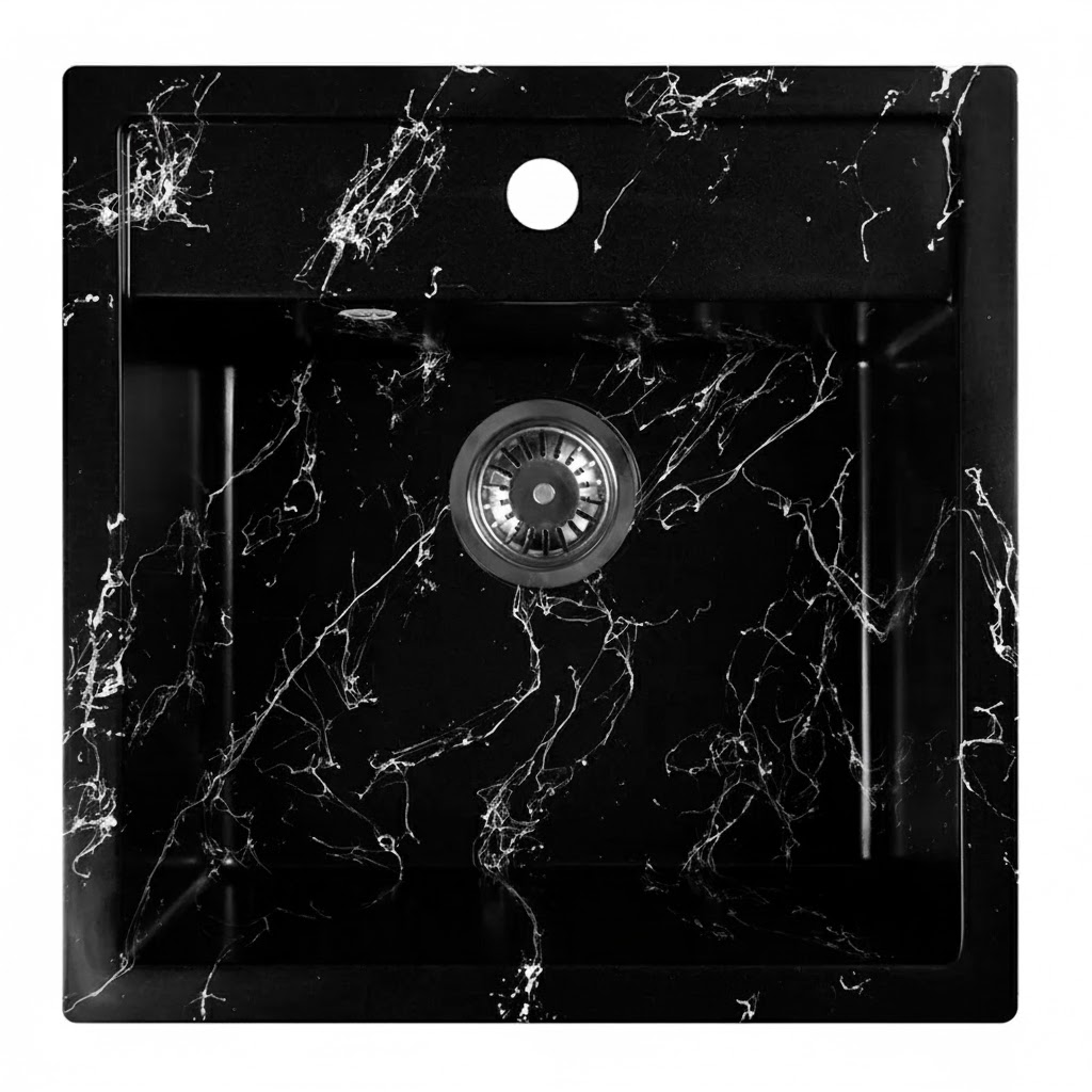 Комплект Мойка WA11-11 черно-белая Wisent+Смеситель W4998-4-22 черный Wisent+Дозатор W405-22 черный Wisent