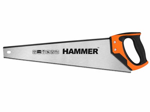 Ножовка по дереву HAMMER 03100-031145, 450 мм, мелкий зуб, 11 TPI, 3D-заточка