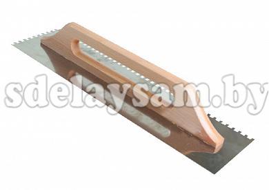 Гладилка металлическая зубчатая нержавеющая, 48x13см, 8х8мм