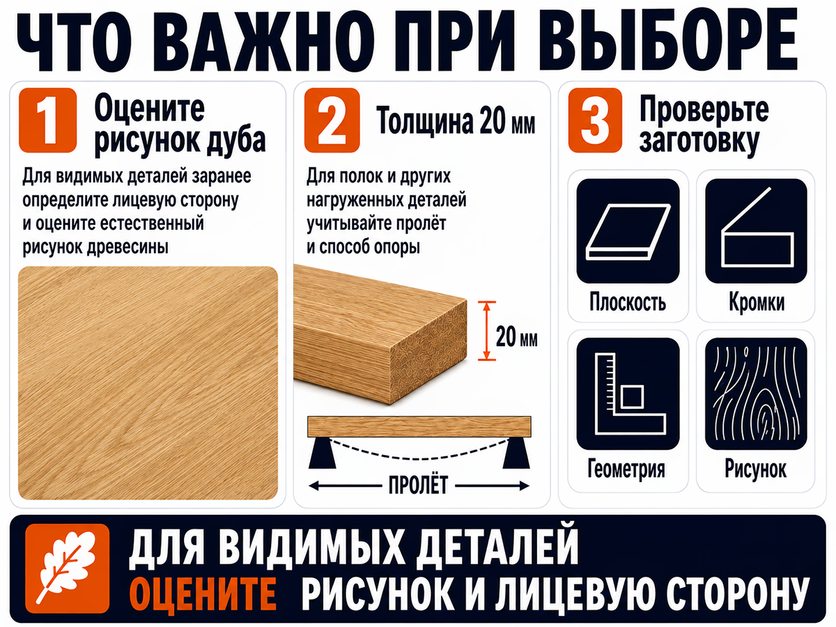 Мебельный щит из дуба цельноламельный, 1200×200×20 мм, сорт 1/2 фото 5