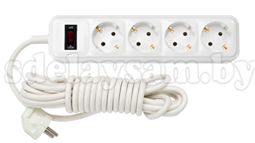 Удлинитель У10-328 5м четырехместный с заземляющим контактом с ограничителем тока 10А