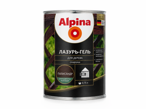 Лазурь-гель Alpina для дерева, палисандр, 0,75 л