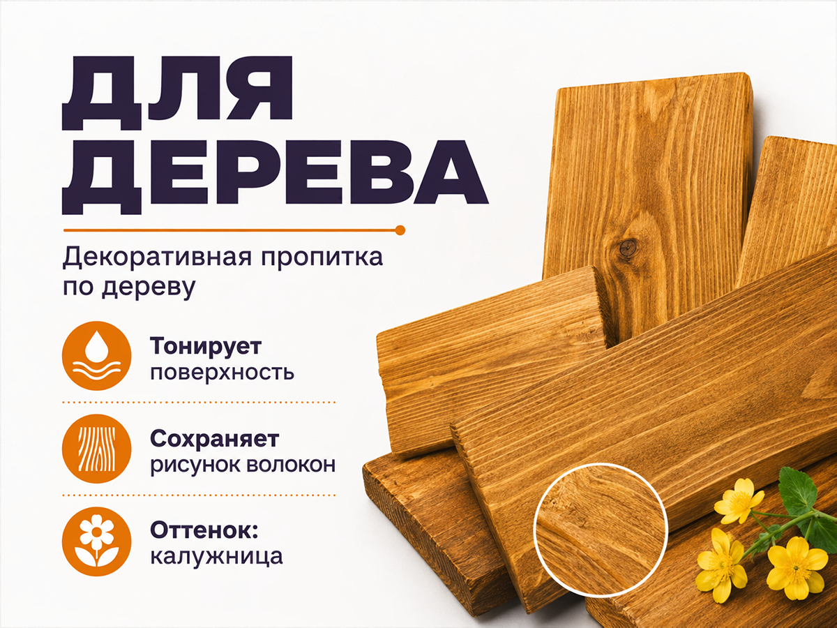 Пропитка декоративная NORDEN WOOD, калужница, 0,75 кг фото 2