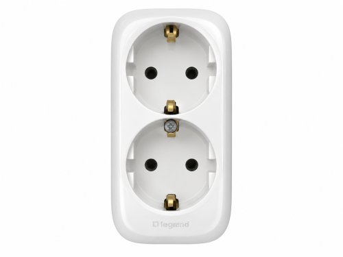 Legrand розетка двойная Etika 672423, 2×2P+E, немецкий стандарт, алюминий