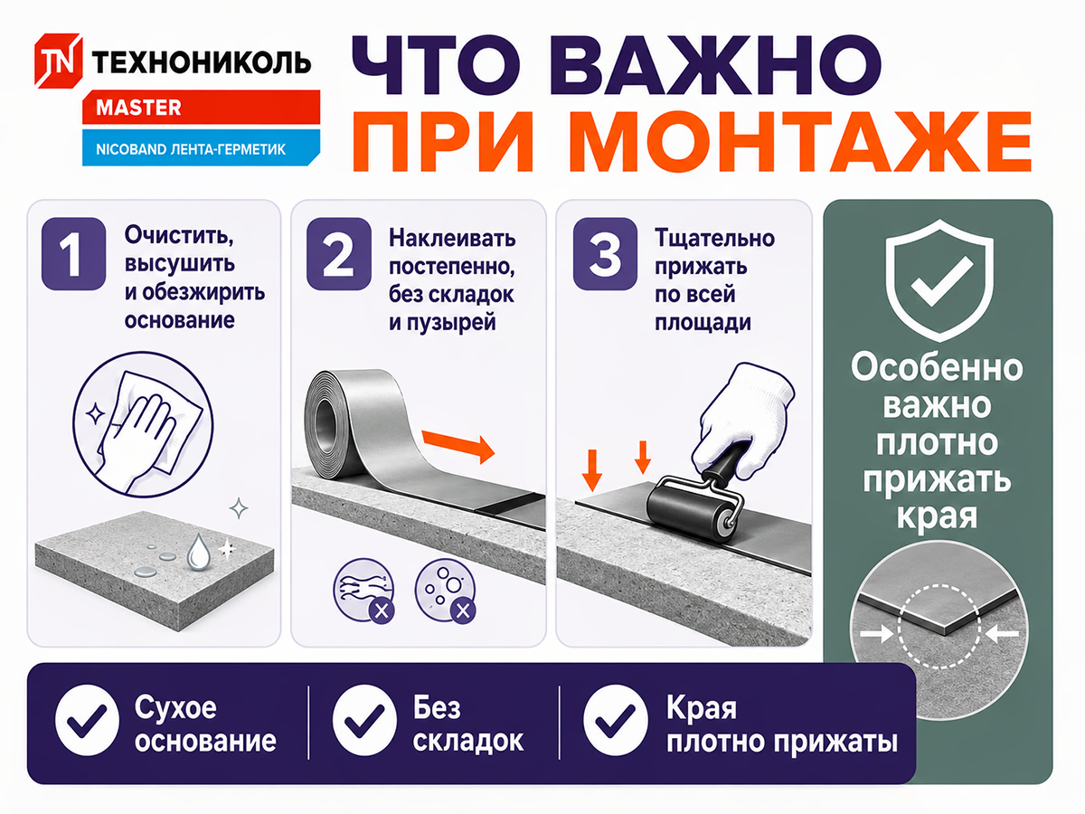 Лента-герметик ТЕХНОНИКОЛЬ NICOBAND, серебристая, 3 м × 10 см фото 5