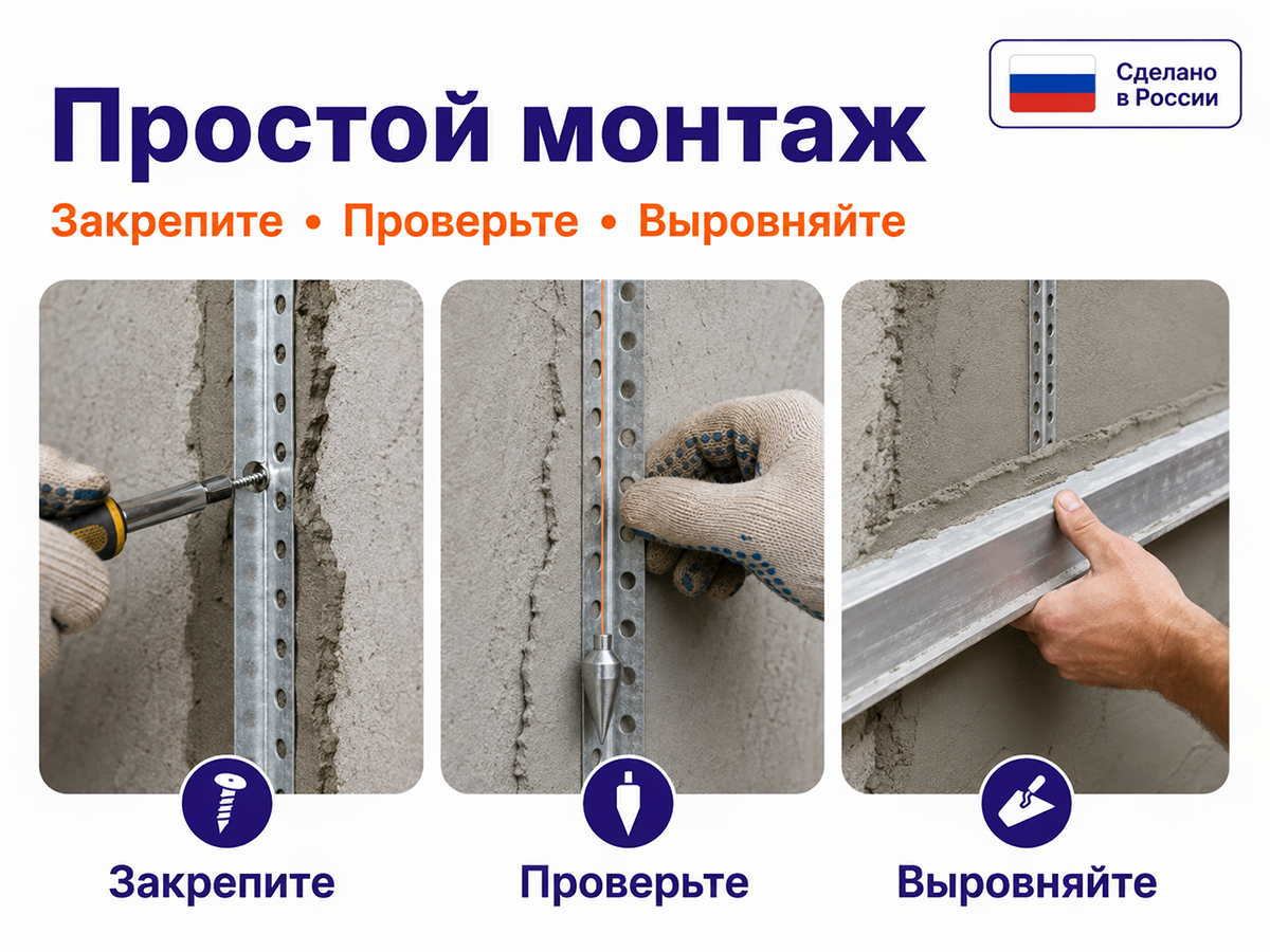 LIHTAR маяк штукатурный оцинкованный, 6×3000 мм фото 5