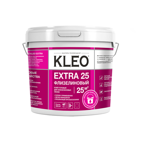 Клей обойный KLEO EXTRA 25 для флизелиновых обоев, готовый, 5 кг