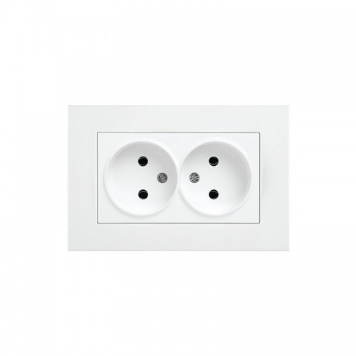 Rita - Розетка двойная 2x2P, (в комплекте с рамкой), белый