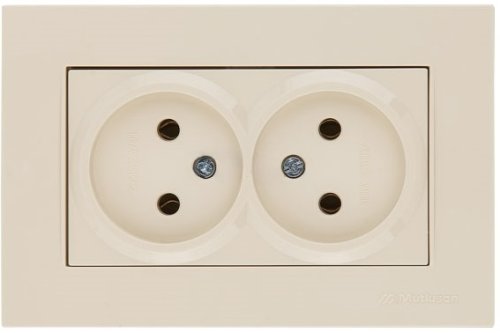 Rita - Розетка двойная 2x2P, (в комплекте с рамкой), слоновая кость  2220-203-0202