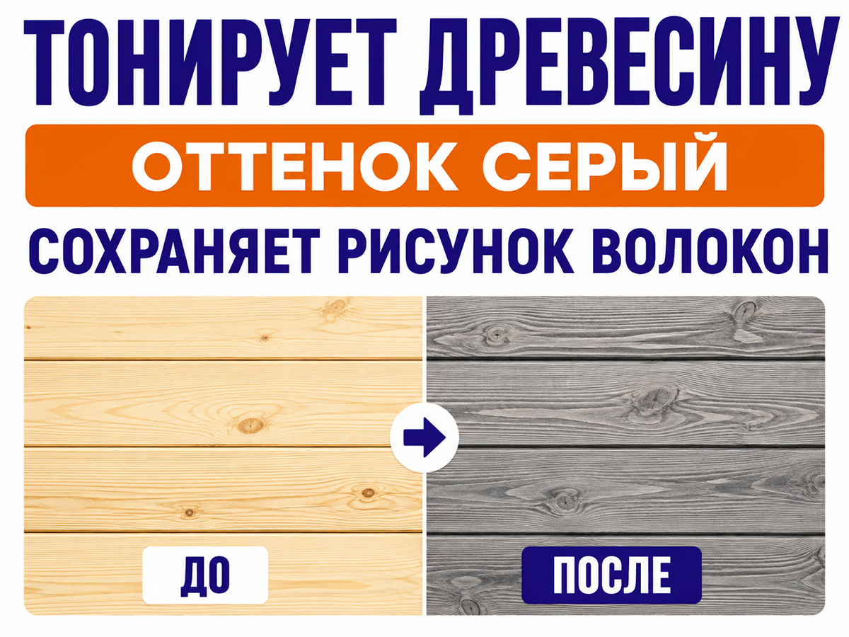 Пропитка декоративная NORDEN WOOD, серый, 2,25 кг фото 3
