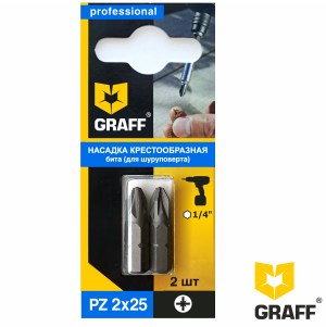 Бита для шуруповерта PZ 2*25мм GRAFF 2шт в блистере