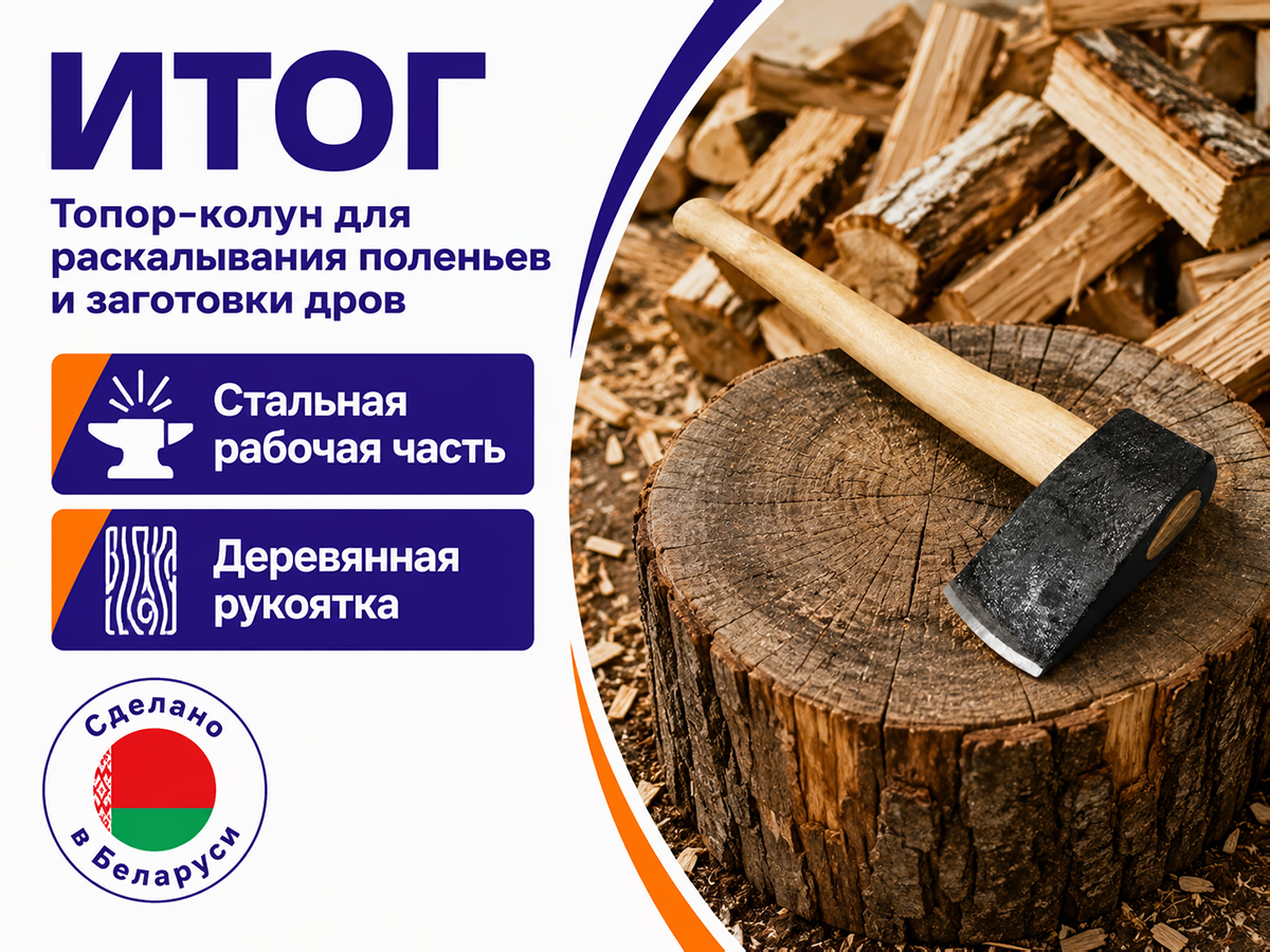 Топор-колун ВЗТЗЧ с деревянной рукояткой фото 5