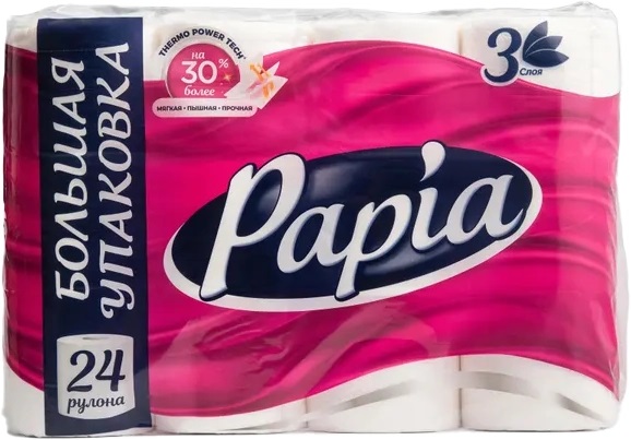 PAPIA бумага туалетная белая трехслойная 24 шт