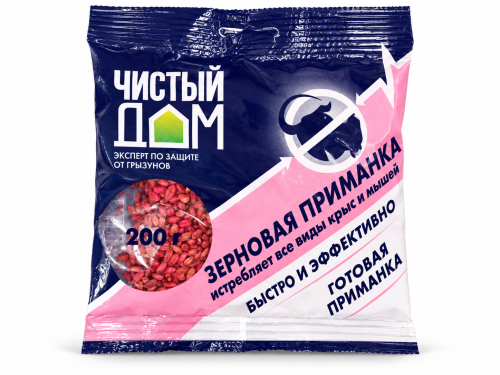Приманка зерновая от крыс и мышей «Чистый дом Форте», 200 г