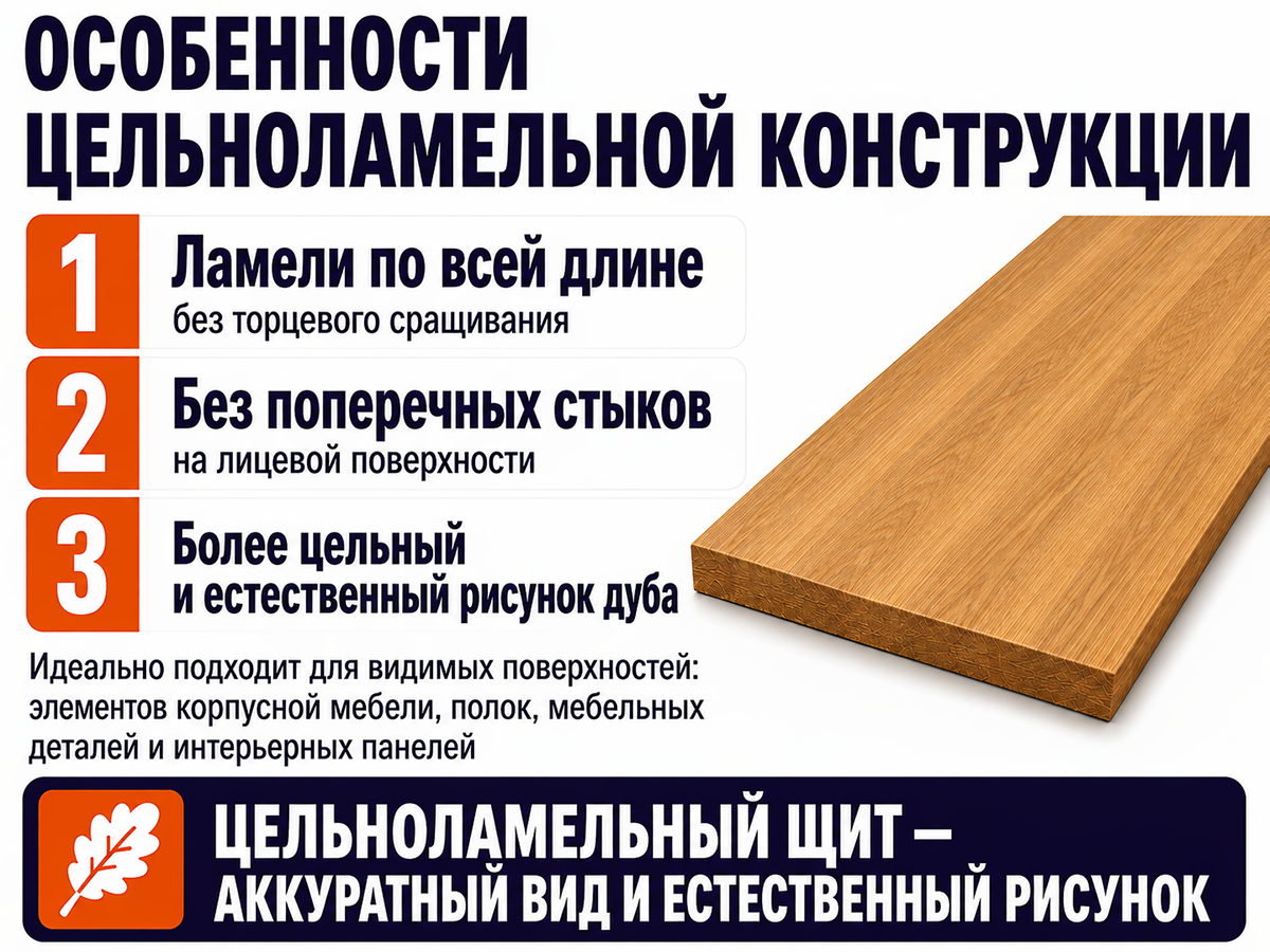 Мебельный щит из дуба цельноламельный, 1200×600×18 мм, сорт BC фото 5