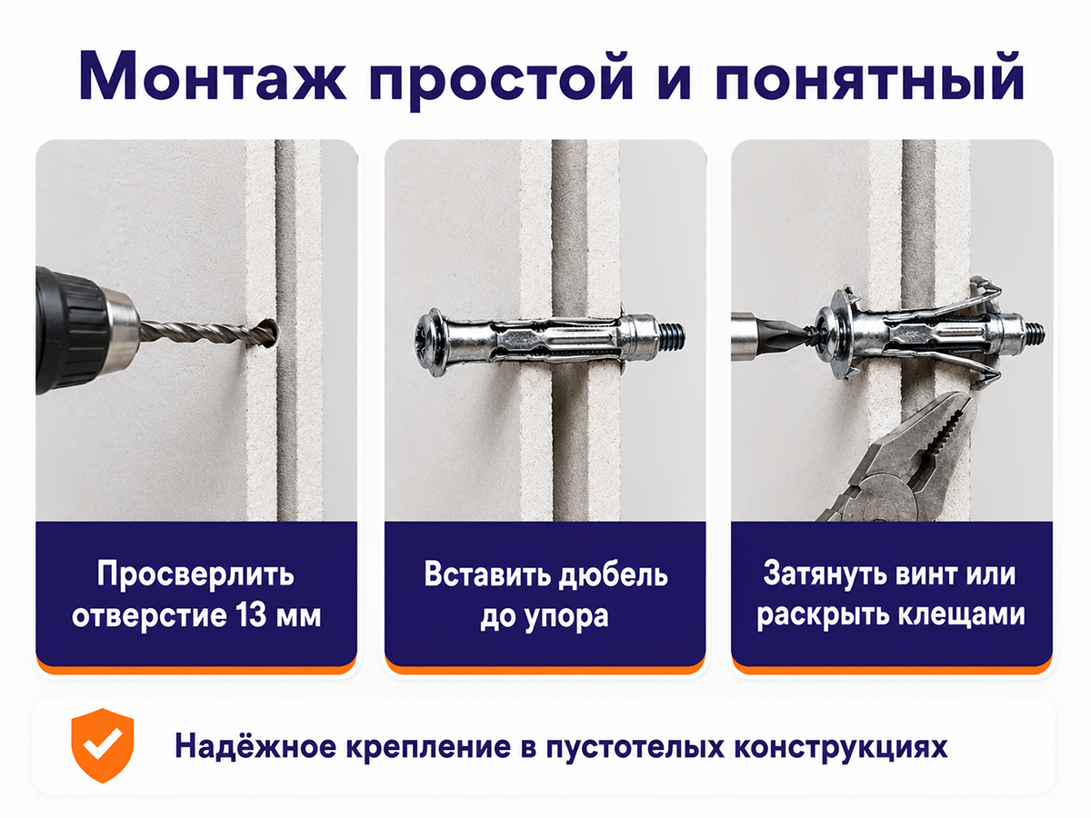 STARFIX дюбель металлический для пустотелых конструкций 6×80 мм, SMP-63920-1 фото 5